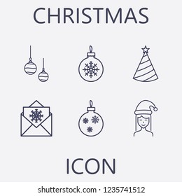 Outline 6 christmas icon set.vector illustration