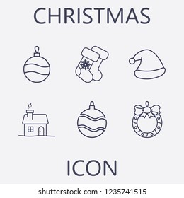 Outline 6 christmas icon set.vector illustration