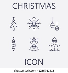 Outline 6 christmas icon set.vector illustration