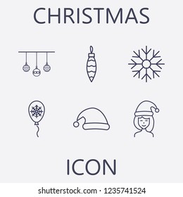 Outline 6 christmas icon set.vector illustration