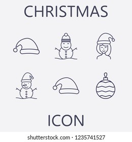 Outline 6 christmas icon set.vector illustration