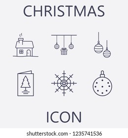 Outline 6 christmas icon set.vector illustration