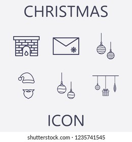 Outline 6 christmas icon set.vector illustration