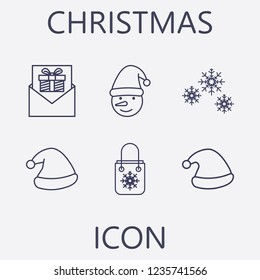 Outline 6 christmas icon set.vector illustration