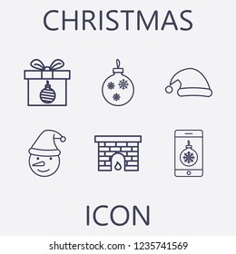Outline 6 christmas icon set.vector illustration