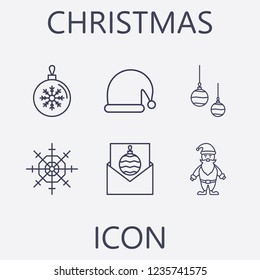 Outline 6 christmas icon set.vector illustration