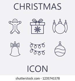 Outline 6 christmas icon set.vector illustration