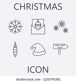 Outline 6 christmas icon set.vector illustration