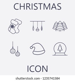 Outline 6 christmas icon set.vector illustration