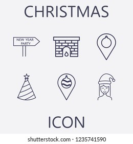 Outline 6 christmas icon set.vector illustration