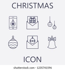Outline 6 christmas icon set.vector illustration
