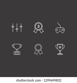 Outline 6 competition icon set. award, winner cup, joystick and equalizer vector illustration