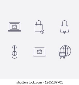 Outline 6 connection icon set. online shopping and bag vector illustration