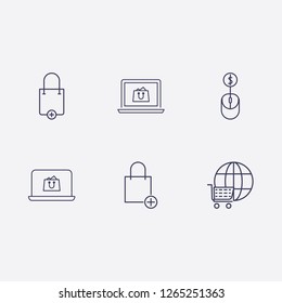 Outline 6 connection icon set.bag and online shopping vector illustration
