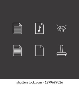 Outline 6 contract icon set. stamp, handshake and document vector illustration
