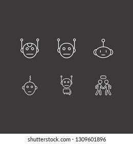 Outline 6 dialog icon set. dialog human and bot vector illustration