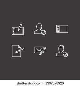 Outline 6 editor icon set. edit user, draw tablet, edit document and edit message vector illustration
