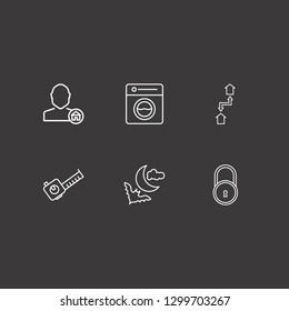Outline 6 house icon set. exchange home, bat and moon, user home and washing machine vector illustration