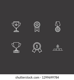 Outline 6 medal icon set. winner cup, award medal, award cup and award vector illustration