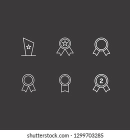 Outline 6 medal icon set. award, award cup and award medal vector illustration