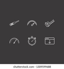 Outline 6 meter icon set. browser with download, stopwatch, digital thermometer and meters tool vector illustration