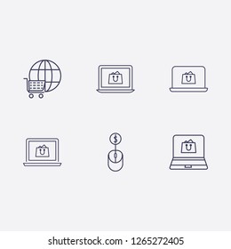 Outline 6 notebook icon set. online shopping vector illustration