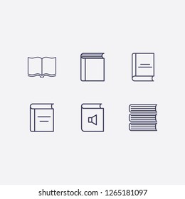 Outline 6 school icon set. book and book sound vector illustration