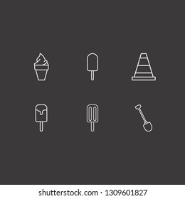 Outline 6 scoop icon set. cone, shovel and ice cream vector illustration