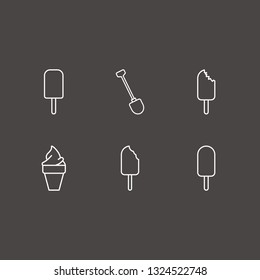 Outline 6 scoop icon set. ice cream and shovel vector illustration