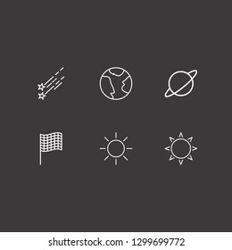 Outline 6 star icon set. sun, star fall, earth and saturn vector illustration
