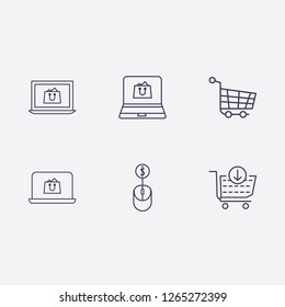 Outline 6 trade icon set. online shopping and cart vector illustration