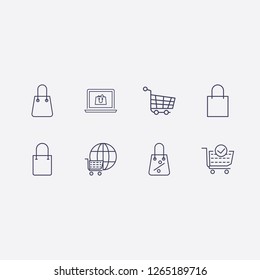 Outline 8 store icon set. cart, online shopping and bag,sale vector illustration