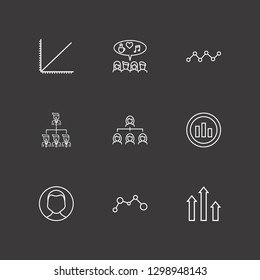 Outline 9 analysis icon set. social campaign, organization, analytics and chart vector illustration