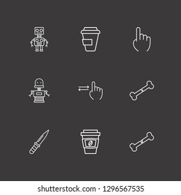 Outline 9 arm icon set. one finger, finger swipe, robot and broken bone vector illustration