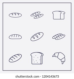 Outline 9 bake icon set. bread and croissant vector illustration