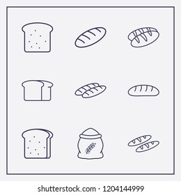 Outline 9 bake icon set. flour and bread vector illustration