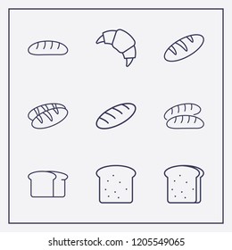 Outline 9 bake icon set. croissant and bread vector illustration