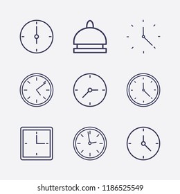 Outline 9 bell icon set. clock and hotel bell vector illustration