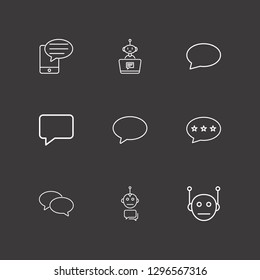 Outline 9 chat icon set. bubble chat, bot chat, bot and chat bot vector illustration