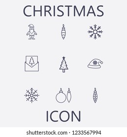 Outline 9 christmas icon set.vector illustration