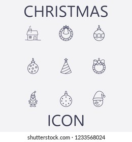 Outline 9 christmas icon set.vector illustration