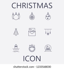 Outline 9 christmas icon set.vector illustration