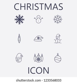 Outline 9 christmas icon set.vector illustration