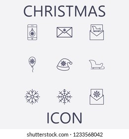 Outline 9 christmas icon set.vector illustration