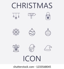 Outline 9 christmas icon set.vector illustration