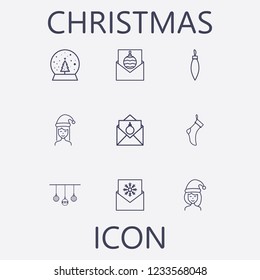 Outline 9 christmas icon set.vector illustration