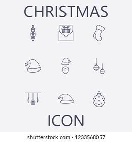 Outline 9 christmas icon set.vector illustration
