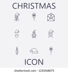 Outline 9 christmas icon set.vector illustration