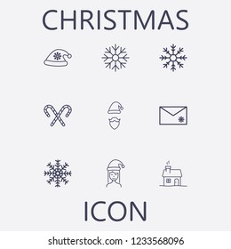 Outline 9 christmas icon set.vector illustration