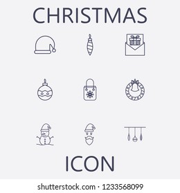 Outline 9 christmas icon set.vector illustration